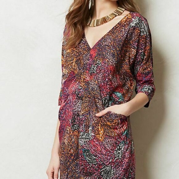 Anthropologie Edme Esyllte Chromatique Printed Tunic Top Dress Rayon Size Medium - Picture 1 of 14